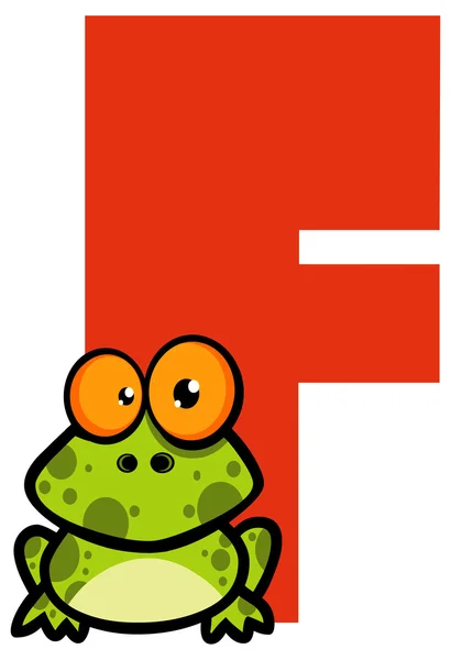 Litera F z kreskówki żaba — Wektor stockowy