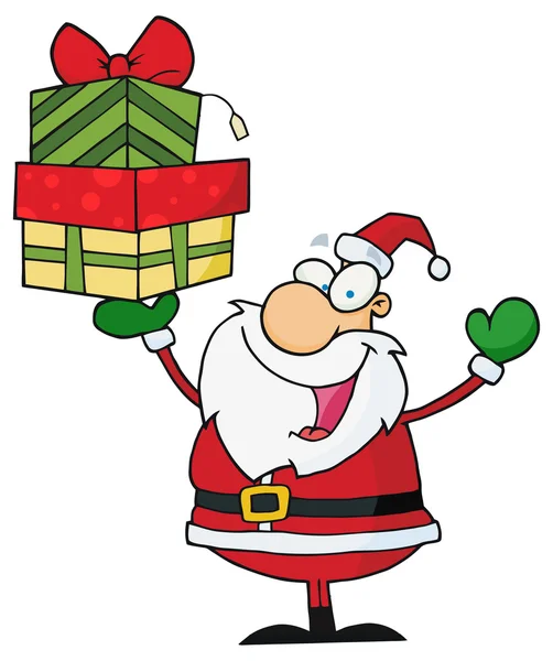 Santa Claus with presents — Stock Vector