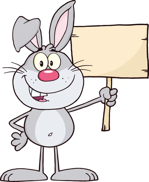Rabbit Holding A Wooden Board. — Stock Vector