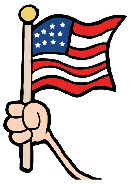 Mano con bandiera americana — Vettoriale Stock