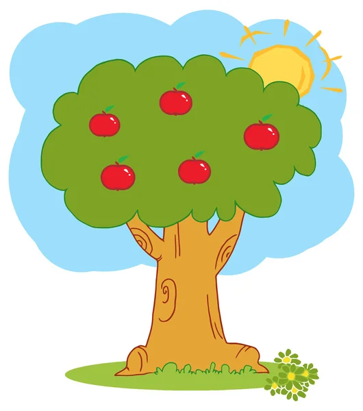 Apfelbaum mit Äpfeln — Stockvektor