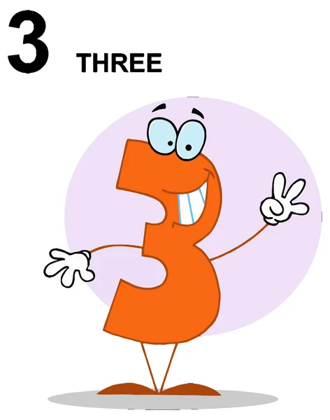 Drôle de dessin animé 3 Nombre — Image vectorielle