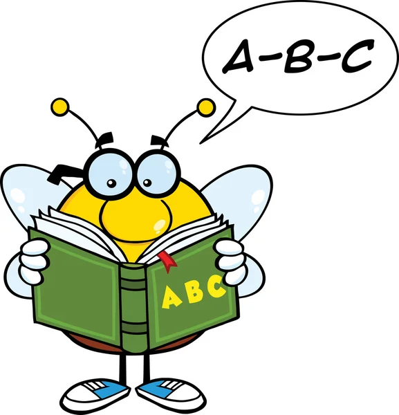 Bee läser en Abc-bok — Stock vektor