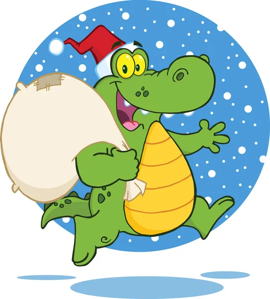 Crocodile Santa personnage de bande dessinée — Image vectorielle