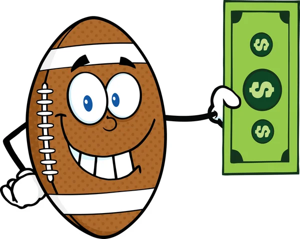 American Football Ball  with  Dollar Bill — Stock Vector