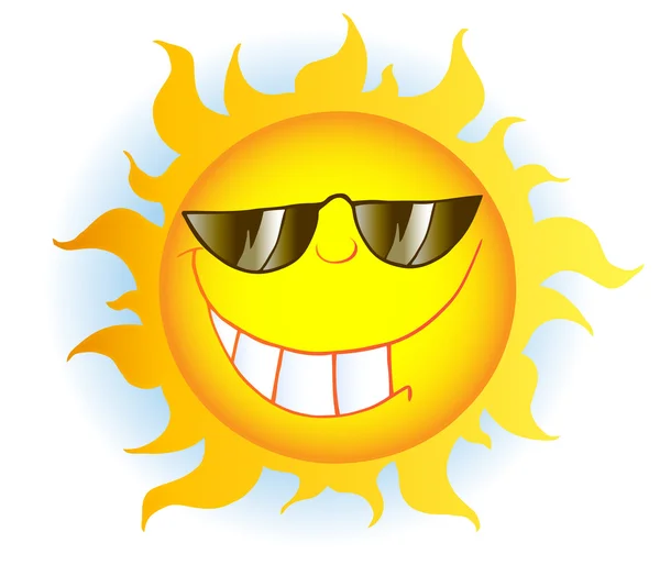 Smiling sun with sunglasses — Stock Vector