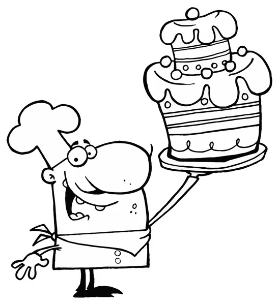 Cartoon Chef  with cake — Stock Vector