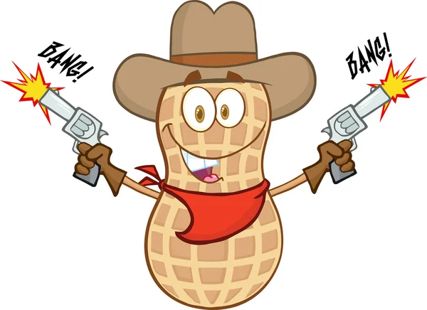 Caricatura de vaquero de cacahuete sonriente — Vector de stock