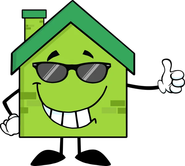 Green Eco House Character — Stock Vector