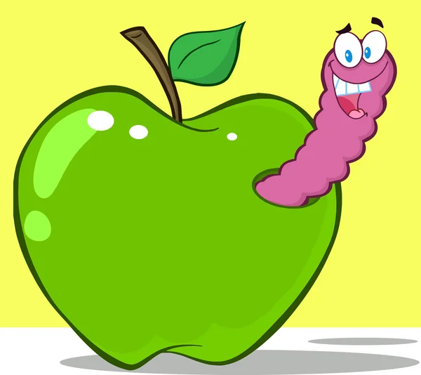 Smiling Worm In Apple — Stock Vector