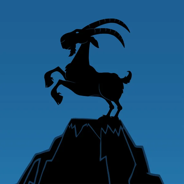 Black Ram On Top Of a Mountain Peak — стоковый вектор