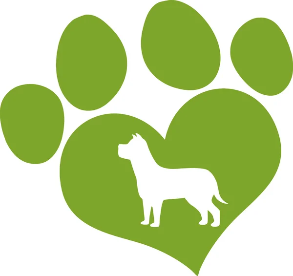 Green Love Paw Print — Stock Vector