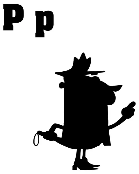 Алфавит буква P с полицейским — стоковый вектор