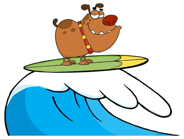 Happy Dog While Surfing — Stock Vector