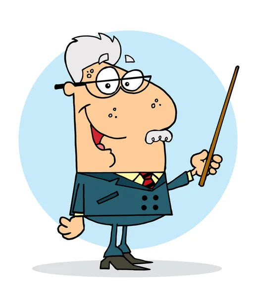 Profesor de escuela con puntero — Vector de stock