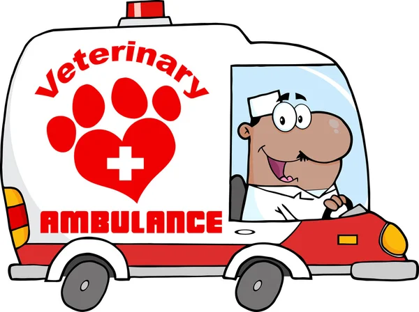 Médico conduciendo ambulancia veterinaria — Archivo Imágenes Vectoriales