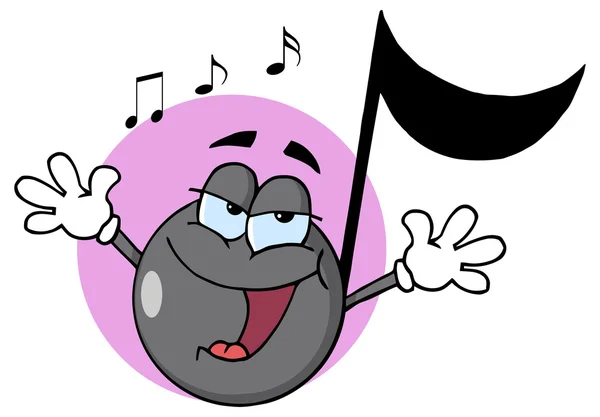 Musical Note Cartoon Character Singing — Stock Vector