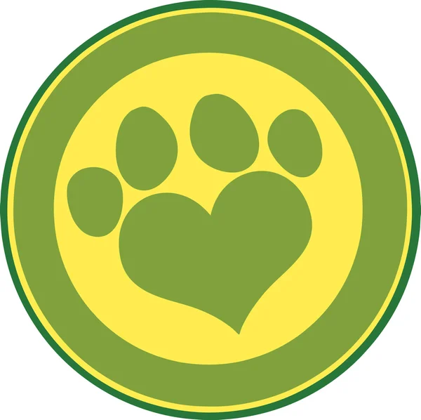 Love Paw Imprimer Cercle vert — Image vectorielle