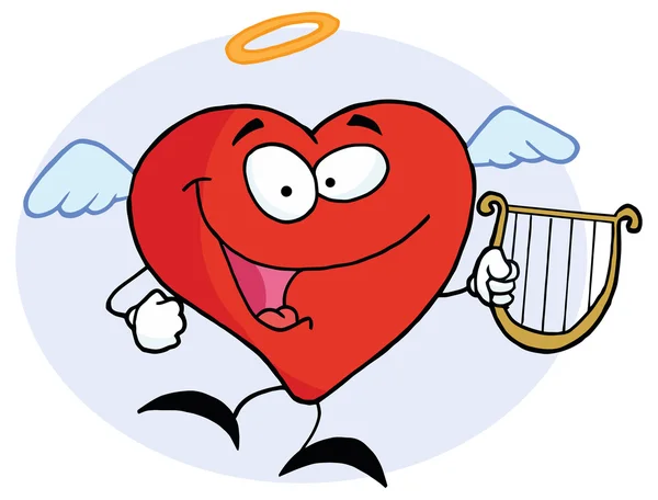 Anděl srdce kreslený — Stockový vektor