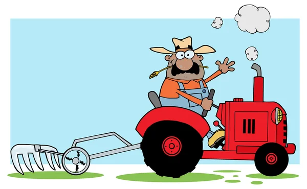 African American Farmer on Tractor — Stock Vector