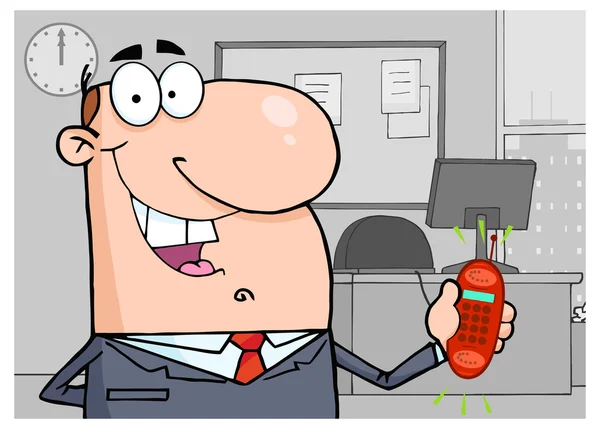 Happy Businessman With Phone Ringing — Stock Vector