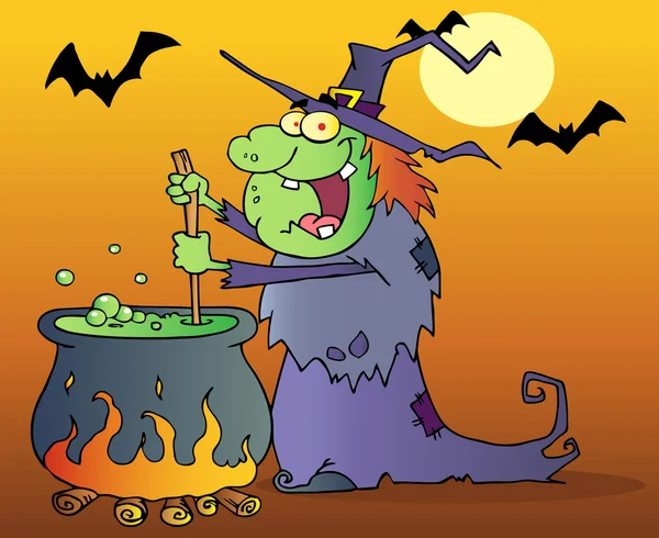 Bruxa dos desenhos animados Halloween —  Vetores de Stock