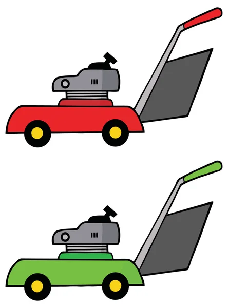 Red and Green Lawn Mowers — стоковый вектор