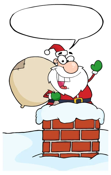 Santa claus on house chimney — Stock Vector