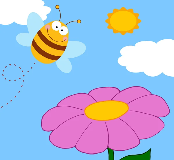 Caractère de bande dessinée abeille — Image vectorielle