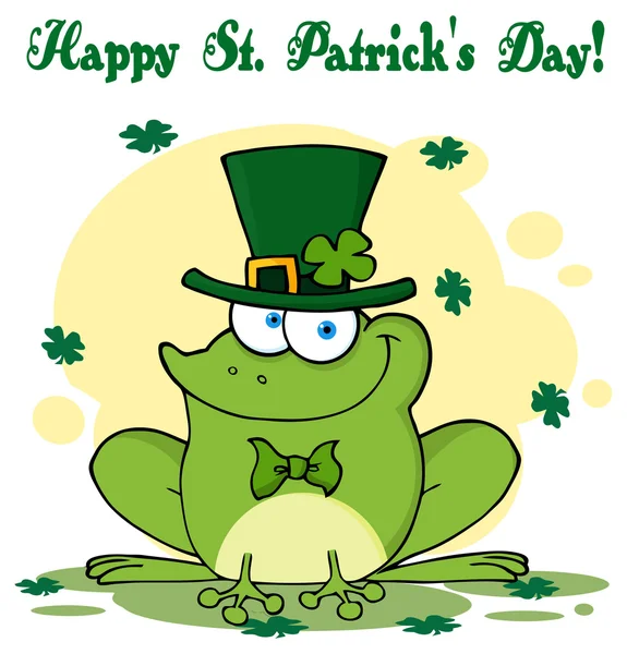 Leprechaun Frog Greeting Card. — Stock Vector