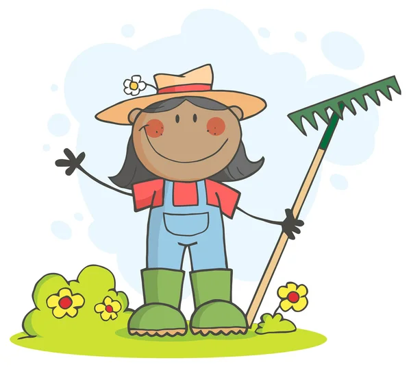 किसान लड़की चरित्र — स्टॉक वेक्टर