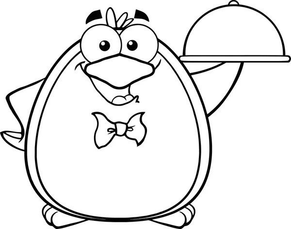 Číšník Penguin servírování potravin — Stockový vektor