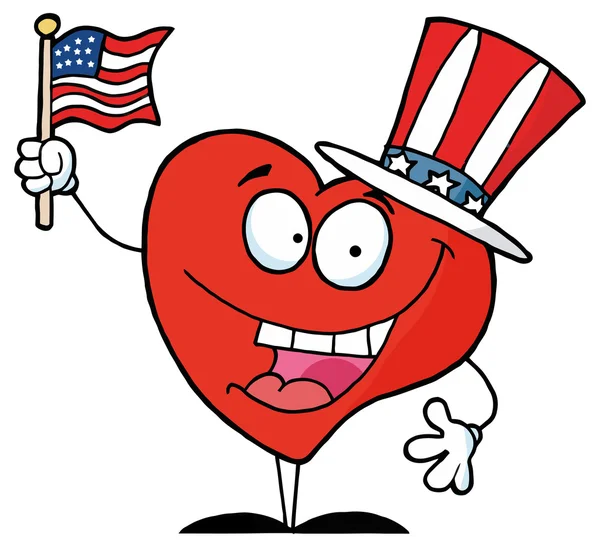 Cartoon heart with american flag — Stock Vector