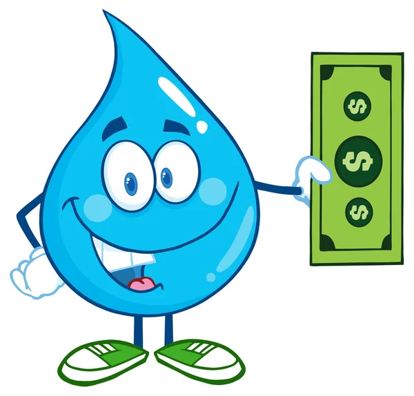 Goutte d'eau avec Dollar Bill — Image vectorielle