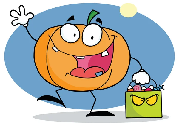 Pumpkin halloween kartun - Stok Vektor