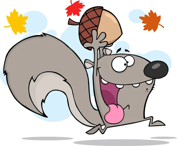 Verrückte Eichhörnchen-Zeichentrickfigur — Stockvektor