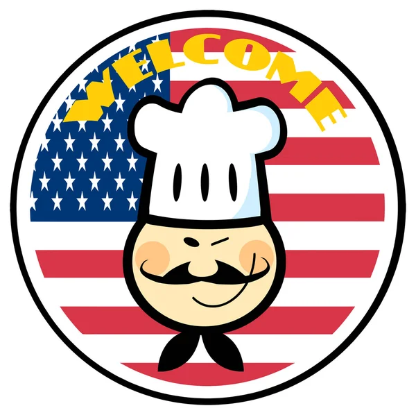 Chef di cartoni animati con bandiera USA — Vettoriale Stock