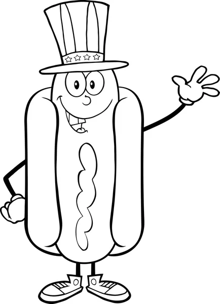 Hot Dog met Amerikaanse patriottische hoed — Stockvector