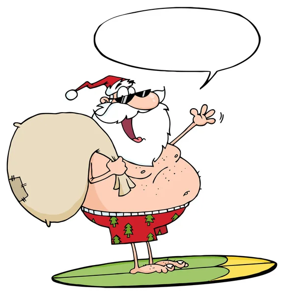 Santa claus surfing om bord – stockvektor