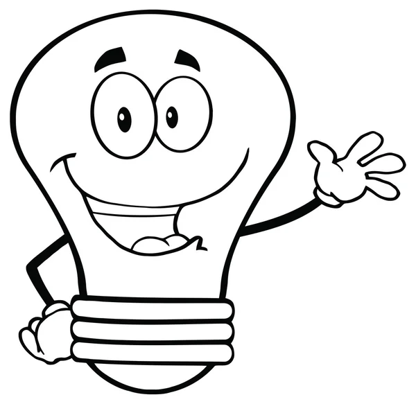Light Bulb Cartoon zwaaien — Stockvector