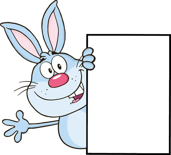 Coniglio cartone animato con segno vuoto — Vettoriale Stock