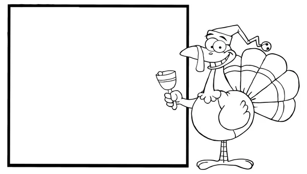 Turkey Cartoon Character Ringing A Bell — Stock Vector