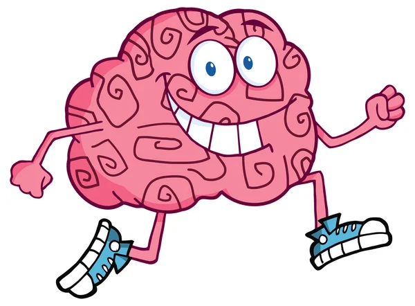 Running Brain Character — Stock Vector