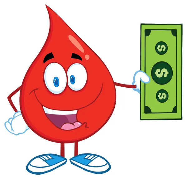 Goutte de sang avec Dollar Bill — Image vectorielle