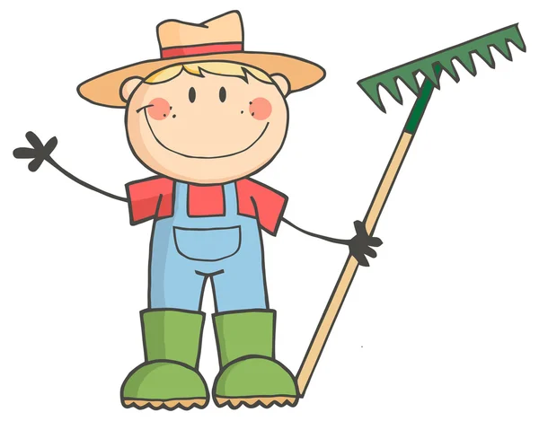 Farmer boy character — Stock Vector