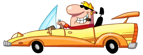 Karikatura člověka jedoucím autě — Stockový vektor