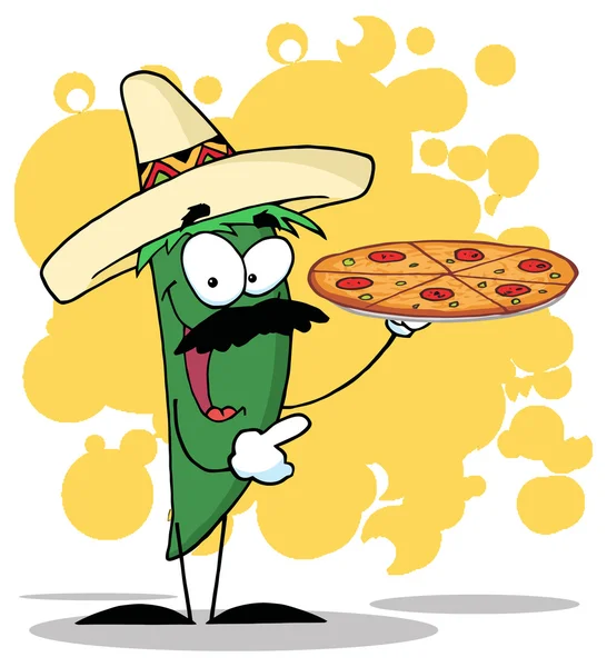 Pimienta verde sostiene la pizza — Archivo Imágenes Vectoriales