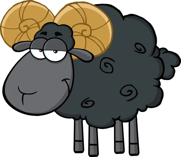 Black Ram Sheep Character — Stock Vector