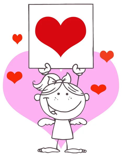 Valentijn cartoon engel meisje — Stockvector