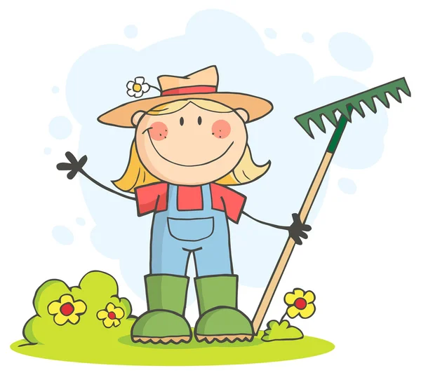 Farmer Girl character — Stock Vector